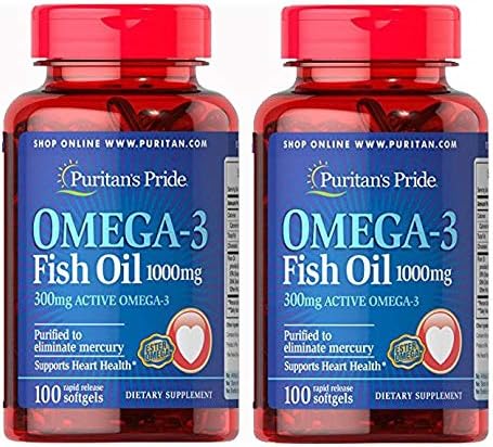 Amazon.com: Omega-3 Fish Oil 1000 mg (300 mg Active Omega-3) - 2 Pack :  Health & Household