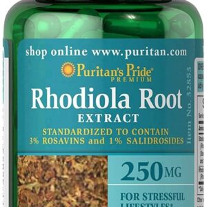 Puritan's Pride Rhodiola Standardized Extract 250 mg 250mg 60 viên giảm căng thẳng