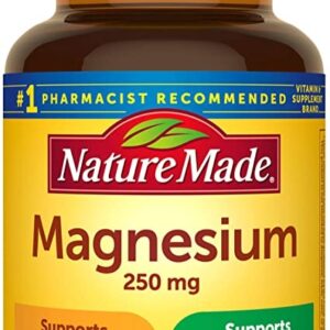 Viên uống bổ sung magie Nature Made Magnesium 250mg hộp 100 viên - Hỗ trợ xương, răng, thần kinh, cơ bắp