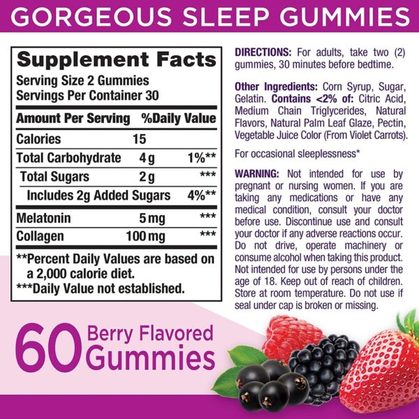 Kẹo Dẻo Giúp Ngủ Ngon Nature's Bounty Gorgeous Sleep Gummies With Melatonin & Collagen 60 viên