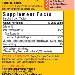 Viên ngậm Vitamin C tăng đề kháng Nature Made Chewable C 500mg 150 Tablets (Vị cam)