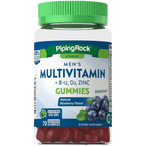 KẸO DẺO CUNG CẤP VITAMIN TỔNG HỢP DÀNH CHO NAM - PIPING ROCK MULTIVITAMIN + B12, D3, ZINC GUMMIES (HƯƠNG VIỆT QUẤT) - 70 VIÊN