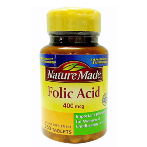 Viên uống bổ sung Folic Acid 400mcg Nature Made 250 viên của Mỹ