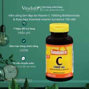 VITAMIN C 1000MG BIOFLAVONOIDS & ROSE HIPS ESSENTIAL VITAMIN SUNDANCE - 100 VIÊN