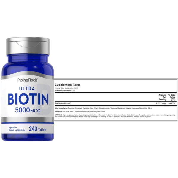 VIÊN UỐNG ULTRA BIOTIN PIPING ROCK 5000MG - 240 VIÊN