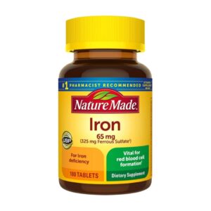 Viên uống bổ sung sắt Nature Made Iron 65mg hộp 180 viên