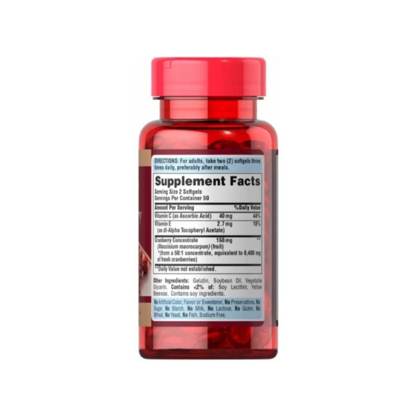 Viên Uống Giảm Viêm Đường Tiết Niệu, Giảm Tiểu Dắt, Chống Oxy Hóa Cranberry 4200mg Puritan Pride (100 Viên)